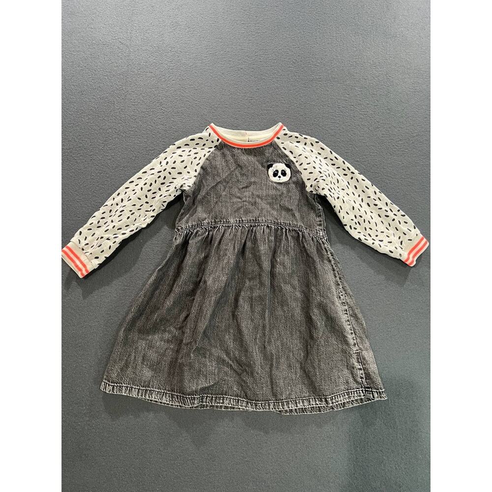 Next Monochrome cotton Panda Denim Raglan Dress 5 years A008651 - Picture 2 of 10